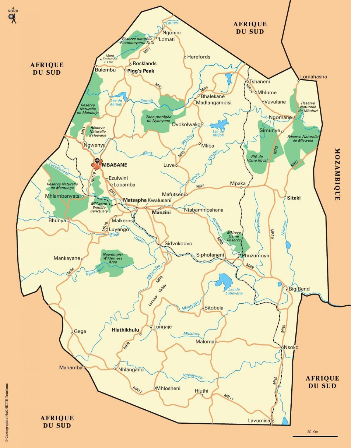 ezulwini valley Svazilenda karte