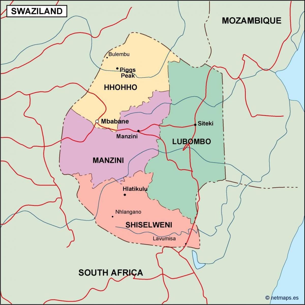 Karte Svazilenda