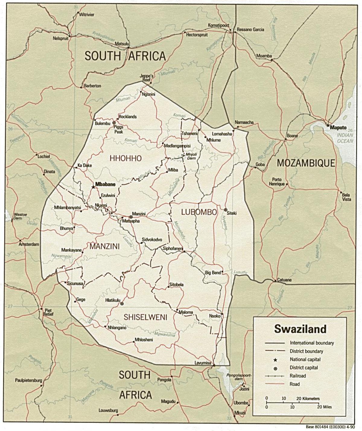 Karte siteki Svazilenda