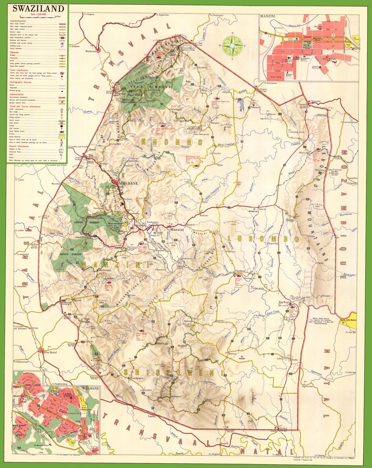 Karte Svazilenda detalizēta