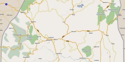 Karte Svazilenda ar ceļiem