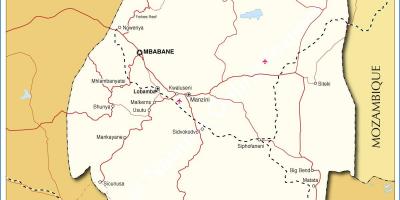 Karte Svazilenda pilsētu