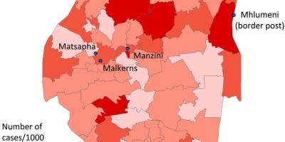 Karte Svazilenda malāriju